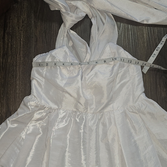 Free People Jade Jumpsuit Ivory Sz S Wide Leg Waist Tie Halter Vacation Resort - Picture 9 of 16